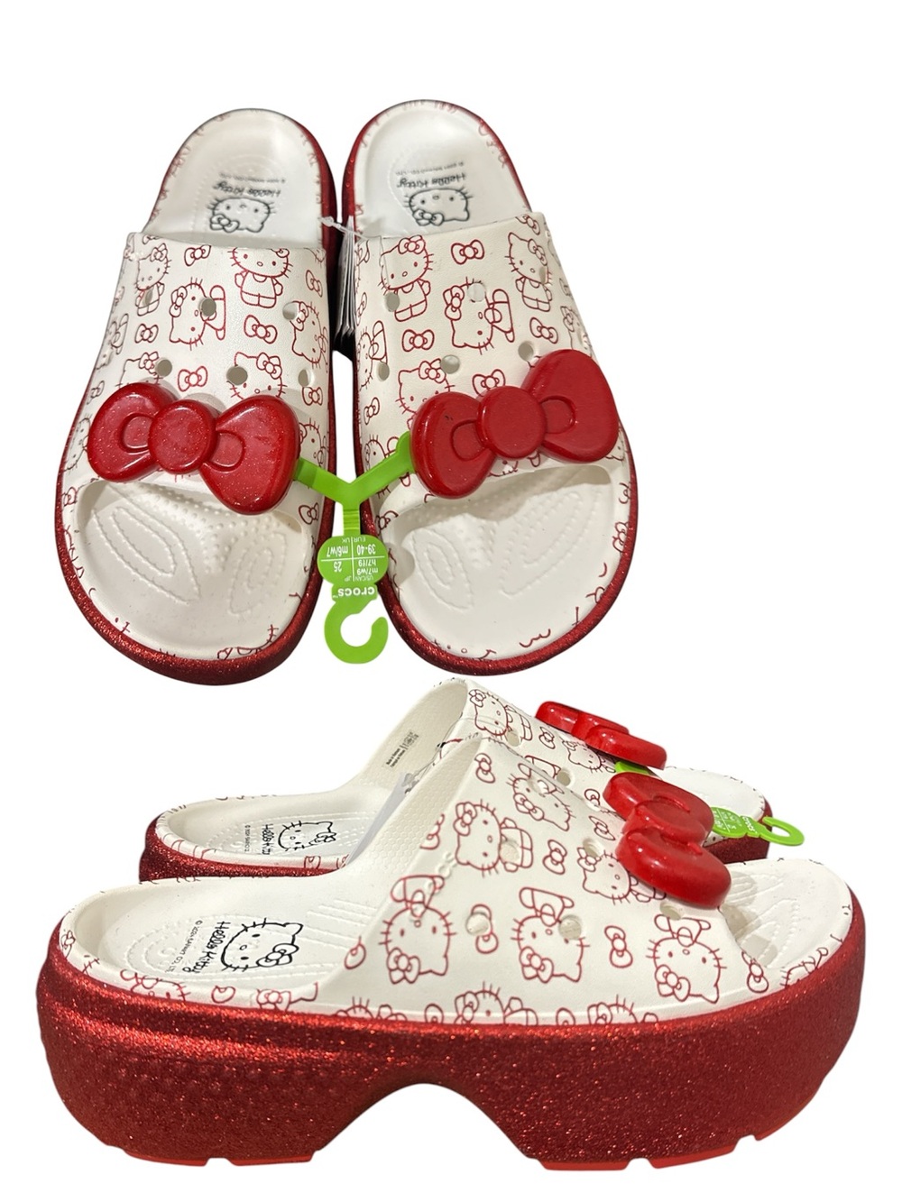 White and Red Hello Kitty Slide Sandals